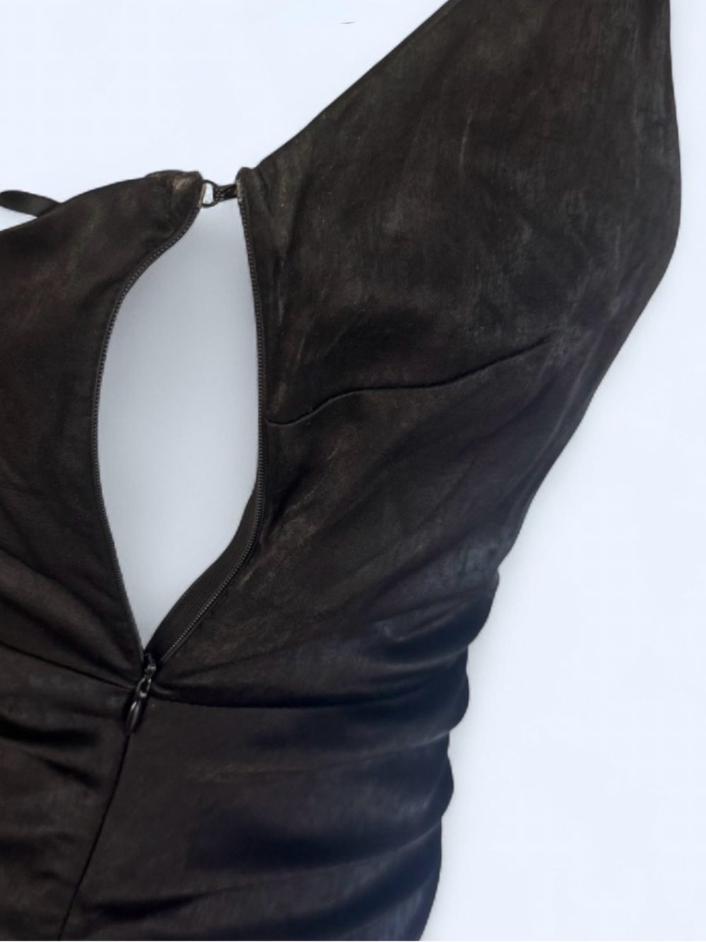 Kittenish Black Ruched Midi Slip Dress size zip hook and eye size xtra small - Picture 7 of 11